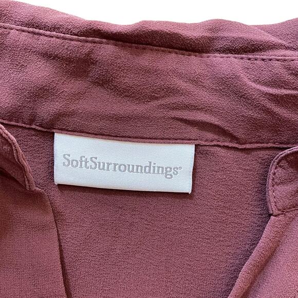 Soft Surrounding Button-Down Top Eggplant M/L Sheer Layered Mauve Purple - Picture 2 of 4